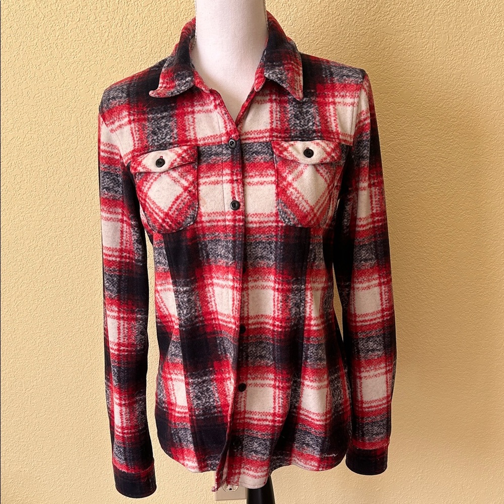 Eddie Bauer Red and Black Plaid Button-Down Shirt
